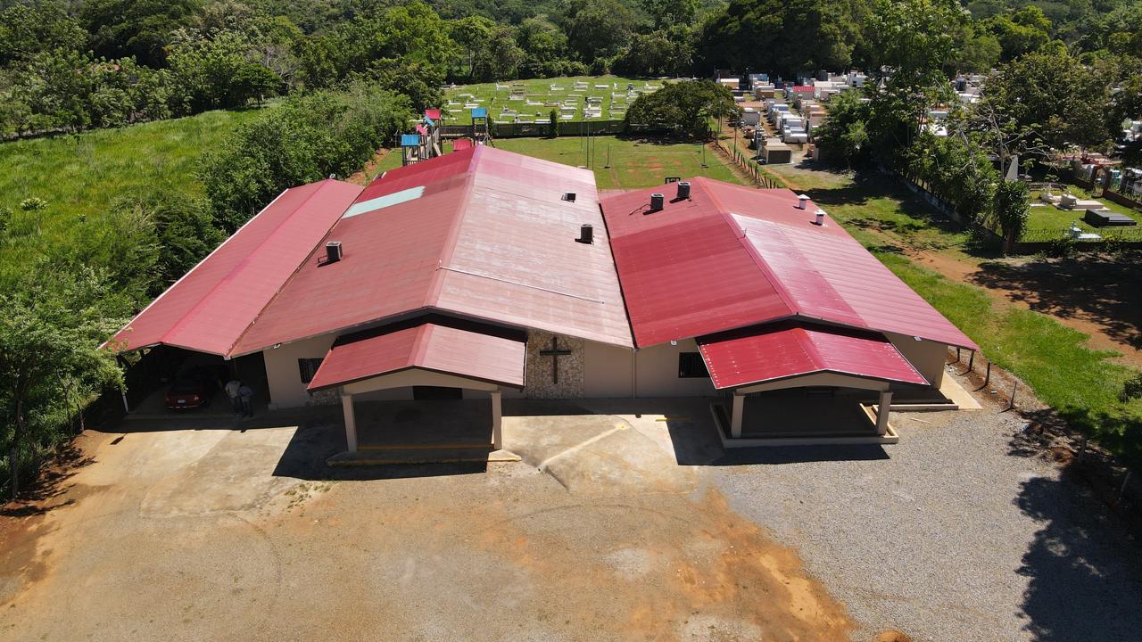 Aerial view of a local church in Chiriquí, Panama